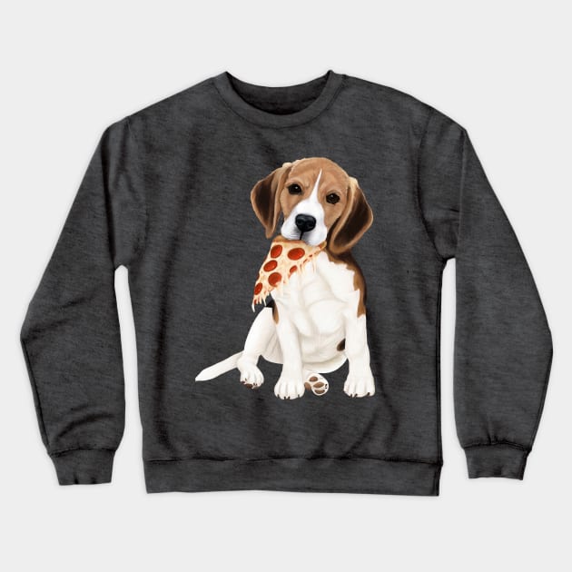 Pizza beagle Crewneck Sweatshirt by Mehu Art